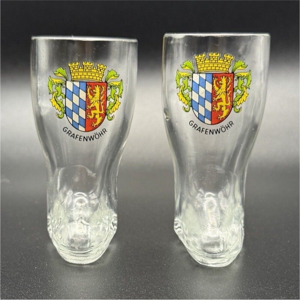 )Grafenwöhr Germany Beer Glass Set of 2 Bavarian Crest Shot Glass